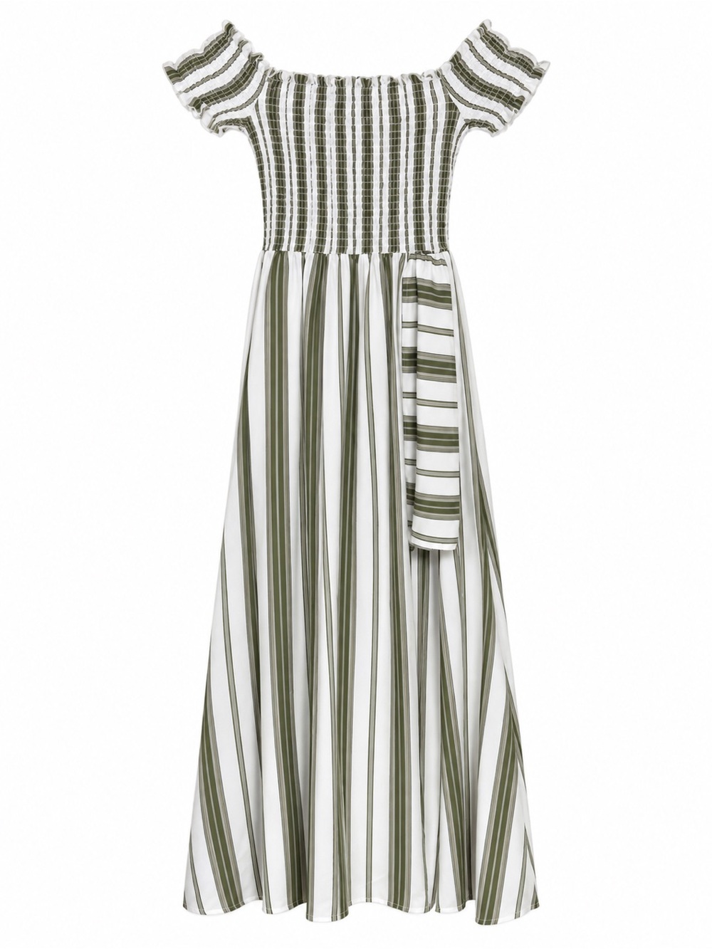 J for Justify Girls S Smocked Striped Maxi Romper Dress Off Shoulder
